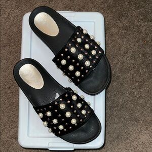 Olivia Miller Black Studded Sandals